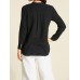 Women Solid Color Long Sleeve Button Pocket V-Neck Cotton Shirts
