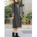 Women Embroidered Patchwork Frog Button Long Sleeve Retro Midi Dresses
