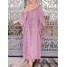 Women Long Sleeve Lace Patchwork Bat Sleeve Kaftan Tunic Solid Color Pleats Midi Dresses