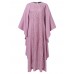 Women Long Sleeve Lace Patchwork Bat Sleeve Kaftan Tunic Solid Color Pleats Midi Dresses