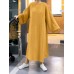 Women Loose Thick Sweatshirt Solid Calf Length Casual Midi Dresses