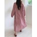 Women Plaid Puff Long Sleeve Casual V-Neck Midi Dress