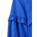 Women Puff Long Sleeve Pleated Ruffle Hem Solid Casual Banquet Midi Dress