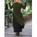 Women Slitting Leisure Solid Long Sleeve Ankle Length Midi Dresses