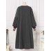 Women Sweatshirt Calf Length Side Fork Loose Solid Midi Dresses