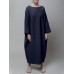 Women Thick Warm Loose Sweatshirt O-Neck Calf Length Midi Dresses