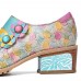 Bohemian Bloom Polychromatic Embossed Flower Splicing Floral Genuine Leather Pumps