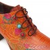 Leather Plaid Beaded Floral Elastic Strings Block Heel Pumps Dress Shoes