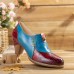 Retro Leather Beaded Flower Embossed Stitching Zipper Mid Heel Pumps