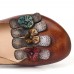 Retro Three Colors Cute Florals Shallow Mouth Round Leather Slip On Casual Pumps