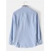 Mens 100% Cotton Double Pocket Solid Color Long Sleeve Henley Shirts