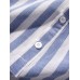 Mens Basic Striped Cotton High Low Hem Stand Collar Casual Long Sleeve Henley Shirts
