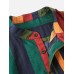 Mens Cotton Colorful Striped Henley Collar Short Sleeve Shirts