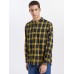 Mens Plaid Stand Collar High Low Cotton Long Sleeve Henley Shirts