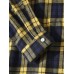 Mens Plaid Stand Collar High Low Cotton Long Sleeve Henley Shirts