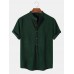 Mens Solid Color Brief Style Round Neck Short Sleeve Henley Shirt