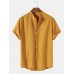 Mens Solid Color Brief Style Round Neck Short Sleeve Henley Shirt