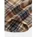 Mens Vintage Plaid Casual Fit Cotton Long Sleeve Henley Shirts With Pocket